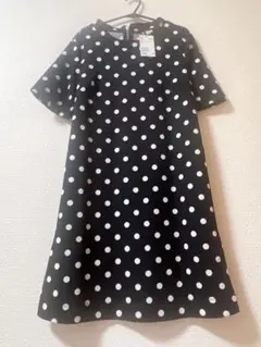 H&M エイチアンドエム ドット柄 ワンピース ブラック 水玉 半袖 40 新品