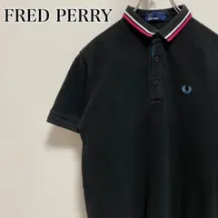 FRED PERRY ポロシャツ　ロゴ　刺繍　ブラック　Sサイズ