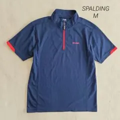 スポルディング SPALDING ハーフジップTシャツ M 半袖 ネイビーのサムネイル