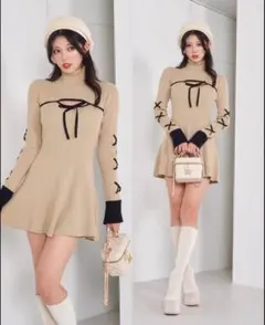 Darich リボンデザインニットミニワンピース