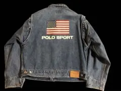 80s 90s polo sports デニムジャケット　星条旗　トラッカー