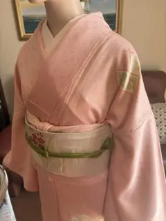 ピンク シルク 訪問着 花柄帯セット