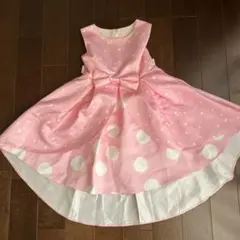 水玉模様のピンクドレス 120