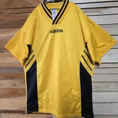 00sアディダスadidas青ゲームシャツ短丈メンズ古着Y2Kサッカーシャツ