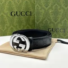 Gucci グッチ ベルト GGバックル レザー ブラック