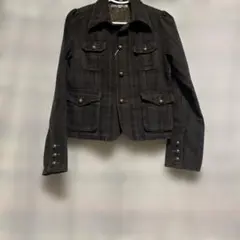 レディースチェック柄デニムジャケットsize M