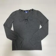 Burberryブルーレーベル　グレー リボン付き 長袖ニット Mサイズ