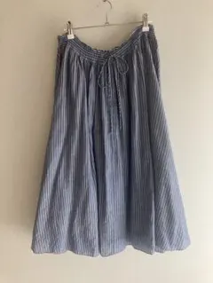 TOUJOURS トゥジュー ランダム ギャザー ロングスカート ストライプ