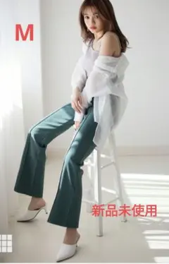 新品 GRL フロントタックフレアパンツ グリーン