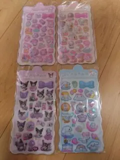 サンリオ、シナモン、クロミ、マイメロ、キティ、3D立体シール　4枚セット