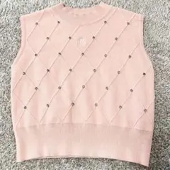 Darich ダーリッチ ビジューニットベスト ノースリーブ ピンク 春夏 Fのサムネイル