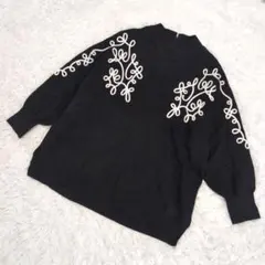 Bou Jeloud コード刺繍ハイネックチュニック L 黒