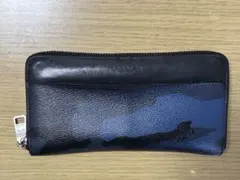 コーチ COACH 二つ折り財布 ブラック ブルー カモフラージュ　長財布