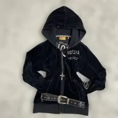 00s y2k ロゴ刺繍　ベロアパーカー　フーディー　平成ギャル　海外