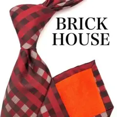 【美品】BRICK HOUSE ブリックハウス ネクタイ チェック柄 赤 レッド