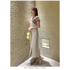 フレイアイディー　 フリルスリーブコンビドレス