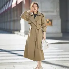 Mila Owen 共ベルト付憲章デザイントレンチコート