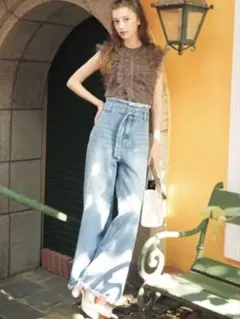 NOELA フリンジストレートデニムパンツ （インディゴ）のサムネイル