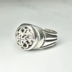 希少 A&G リング クロスシグネット シルバー 925 燻加工 16号相当