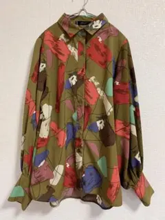 新品　Alluge アルージュ♡アートプリント ボリュームスリーブ シャツ