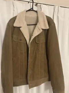 ボア襟付きブラウンジャケット