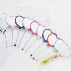 DIYハンドミラー全色10個セット ハート型