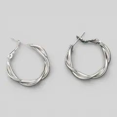 ツイスト　フープピアス　シルバー　silver925【両耳セット】