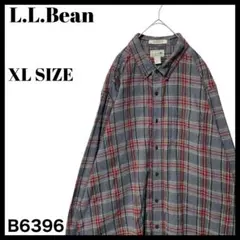 エルエルビーン タータンチェック柄 長袖シャツ フランネルシャツ グレー XL