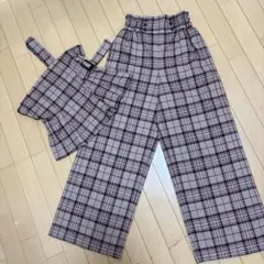GU♡チェックセットアップ/トップス150ボトムス160