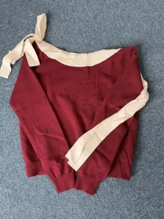 GRL グレイル オフショルダー セーター 赤色・ベージュ