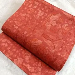 K89 名古屋帯 赤 博多調