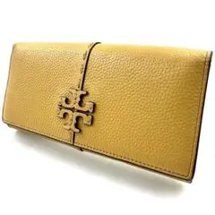 ✨極美品✨トリーバーチ　マックグロー　二つ折り　長財布　レザー　シボ革　イエロー
