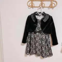 Lili Lundi 黒と白の花柄ドレスとジャケットセット 120cm