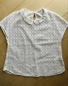 earth mtsic&ecology ホワイト レース模様 半袖シャツ