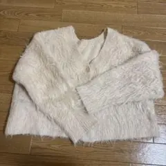 LOWRYSFARM シャギーショートVカーディガン アイボリー