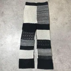ローリーズファーム クロシェニットパンツ かぎ編み パッチワーク モノトーン F