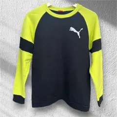 Puma ラグランスリーブ トレーナー 160cm 黒/蛍光イエロー