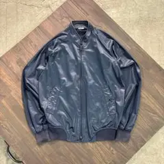 8LA1 90'sジップアップブルゾン　ネイビー　光沢感　古着usedのサムネイル