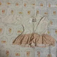 アカチャンホン長袖 Tシャツ 裾フリル 90cm 花柄 リボン