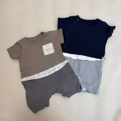GU Baby レイヤード風半袖ロンパース　2着セット