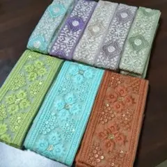 インド刺繍リボン　計10.5m セット　チュール