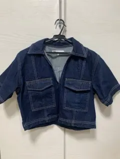 ZARAダークデニム 半袖シャツ ショート丈