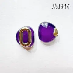 No.1344 パープル レジンピアス イヤリング ハンドメイドアクセサリー