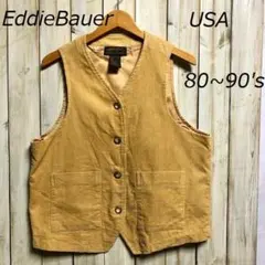 USA古着 80s～90s EddieBauer コーデュロイベスト 黒タグ