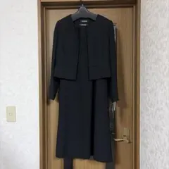喪服・礼服ノーカラージャケット前開きフレアワンピース 2点セット13号