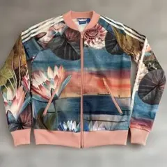 【人気】アディダス　ジャージ　花柄　トラックジャケット　刺繍ロゴ　レディース　S