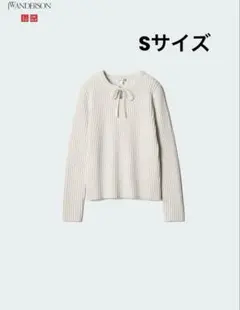 【ユニクロ】JW ANDERSON リブタイネックセーター　オフホワイトSサイズのサムネイル