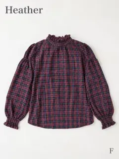 【値下げ】Heather チェック柄 フリルネック ブラウス