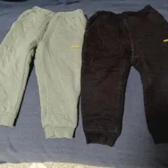 キムラタン　nous サイズ90のパンツ2枚　暖か　カーキ　黒　 まとめ売り