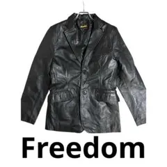 美品　FREEDOM 艶消しレザー 2つ釦テーラードジャケット　羊革